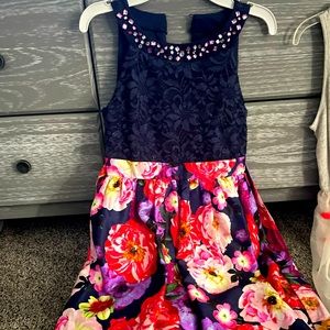Formal Navy Floral print dress